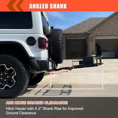 MeeFar Folding Hitch Mount Cargo Carrier Basket 60" X 20" X 6"+Waterproof Cargo Bag 16 Cubic Feet(58" 19" 24"),Hauling Weight Capacity of 500 Lbs and A Folding Arm.with Hitch Stabilizer,Net and Straps - Image 8