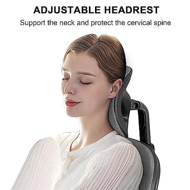 VECELO High Back Mesh Office Desk Chai with Lumbar Support & Headrest, 360° Swivel Wheels, Flip-up Armrest, Height Adjustable - Image 6