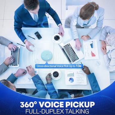 Bluetooth Conference Speakerphone M4 with AI Noise Reduction, AI Summaries, AI Transcription with 60-Language Support, 13FT 360° Voice Pickup,10-Hour Battery Life for Zoom and Teams, Blue - Image 5