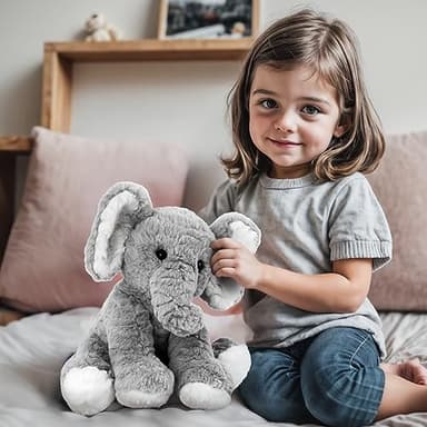 Mikee Fluffie Elephant Stuffed Animals Soft Plush Toy for Baby Girls Boys,12" Grey Soft Small Stuffed Elephant Huggable Gifts for Birthday - Image 8
