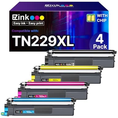 E-Z Ink Compatible TN229XL Toner Cartridges Replacement for Brother TN229XL TN-229XL TN229 XL to use with MFC-L3720CDW MFC-L3780CDW HL-L3220CDW HL-L3280CDW HL-L3300CDW Printer (TN229XLBK/C/M/Y-4 Pack) - Image 1