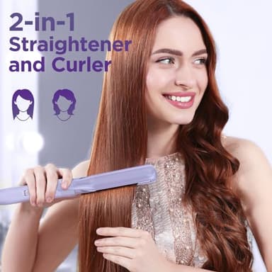 5 in 1 Wand Curling Iron-Curling Wand Set with Hair Straightener, 3 Barrels Hair Crimper Iron, 3 Ceramic Curling Irons (0.35 "-1.25"), 2 Temps Fast Heat Hair Curler Waver with Glove & Clip-Purple - Image 5