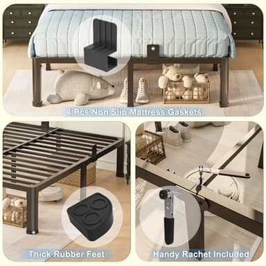 Yitong Angel 18 inch King Size Bed Frame with Round Corner Legs Mattress Slide Stopper,3500 lbs Heavy Duty Metal Platform,Steel Slat Support,No Box Spring Needed,Easy Assembly,Noise Free - Image 5