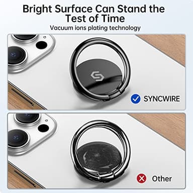 Syncwire Cell Phone Ring Holder Stand, 360 ° Rotation Finger Ring Kickstand Polished Metal Phone Grip Compatible with iPhone, Samsung, LG, Sony - Image 8