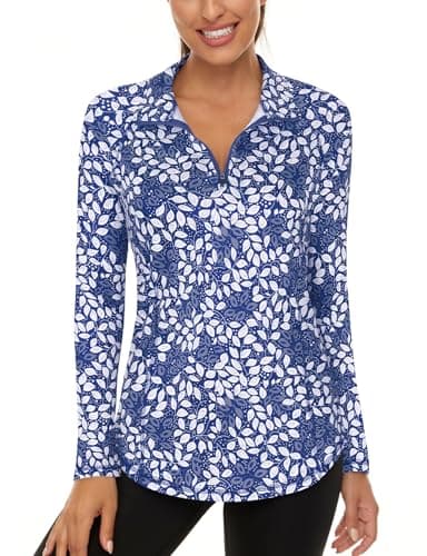 LURANEE Womens UPF 50+ Long Sleeve 1/4 Zip Pullover Athletic Hiking Running Workout Tops - Image 1