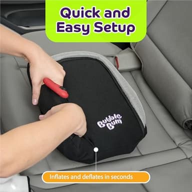 BubbleBum Inflatable Booster Car Seat – Foldable, Lightweight, Backless Travel Booster Seat for Kids, Portable Carseat for Toddler, Fits 3 Across, Compact for Uber - Ages 4-11 Year Old, - Black - Image 8