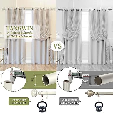 TANGWIN White Farmhouse Curtain Rods for Windows:36-88" Heavy Duty Adjustable Curtain Rod for Bedroom Living Room,Boho Decorative Rustic Drapery Rods with Vintage Coastal Texture Finials,Antique White - Image 3