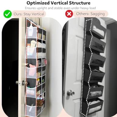Over the Door Organizer 5 Tiers, Extra Large Behind Door Storage of 10 Compartments, 80 lbs Weight Capacity Over Door Organizer, Door Hanging Organizer for Closet, Diaper Organizer, Room storage - Image 5