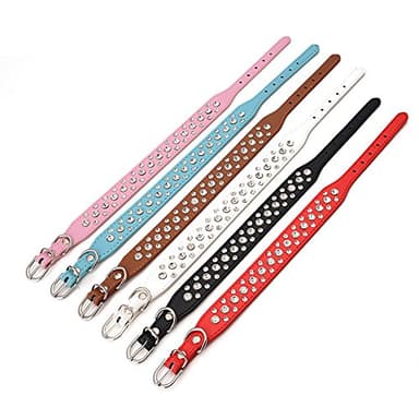 Dogs Kingdom 12"-20" Length Personalized Rhinestone Leather Bling Crystal Pet Dog Cat Collars for Small Medium Breeds Black S - Image 6