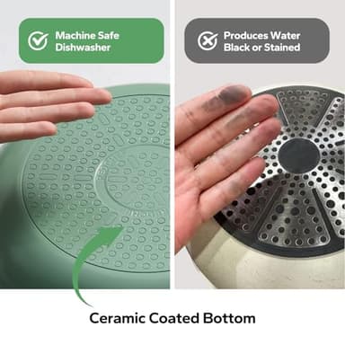 Redchef Non Stick Ceramic Frying Pan Set, Non Toxic Ceramic Pans for Cooking, 8" 9.5" 11" Skillet Set, No PFAS & PTFE & PFOA with Stainless Steel Handle, Dishwasher & Oven Safe Max up to 842°F (Green) - Image 2