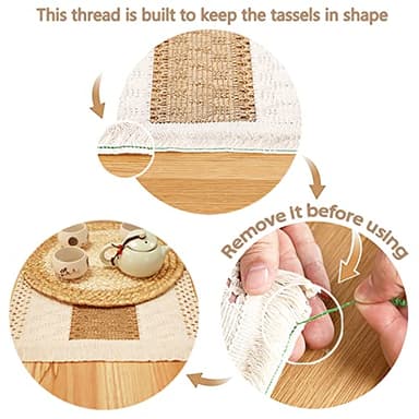 Zology Handmade Boho Placemats Set of 6 - Natural Cotton Burlap and Water Straw Woven Combination Table Mats, Macrame Décor and Farmhouse Style Placemats, for Dining Table Kitchen - Image 5