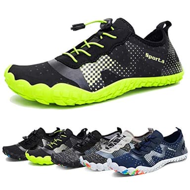 WateLves Water Shoes for Men Women Barefoot Quick-Dry Aqua Sock Outdoor Athletic Sport Shoes Kayaking Boating Hiking Surfing Walking (A-Black/Green, 45) - Image 1