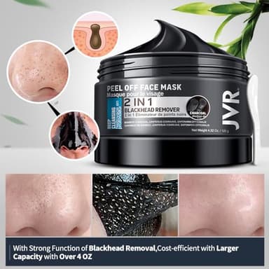 JVR Peel Off Face Mask, Blackhead Remover Mask for Men, Charcoal Peel Off Black Mask, Facial Mask Purifying and Deep Cleansing for All Skin Types 4.23 OZ - Image 5
