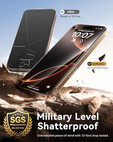 NIMASO for iPhone 16 Pro Screen Protector, 3 Pack Tempered Glass Screen Protector for iPhone 16 Pro, Automatic Dust Removal, Instant Installation,HD Clear, 9H Hardness Shockproof (6.3 inches) - Image 4