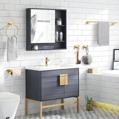 Lairuier 5 Pieces Brushed Gold Bathroom Accessories Set, 23.6 Inch Bath Towel Bar Set, SUS304 Stainless Steel Bathroom Hardware Set Round Toilet Paper Holder Set Wall Mounted - Image 6