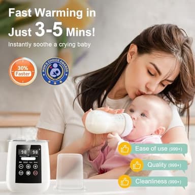 Bottle Warmer, 10-in-1 Fast Heating Bottle Warmer with Accurate Temp Control, Defrost, Sterilize, Keep Warm & Food Heating, for All Bottles, Breastmilk & Formula, with Night Light & LED Display - Image 3