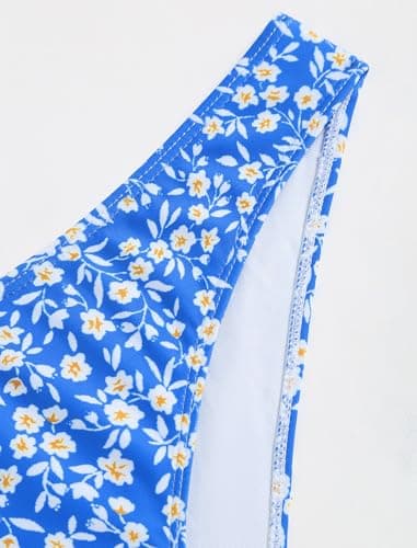 ZAFUL Women High Cut Bikini Sets String Sexy Swimsuit Two Piece Underwire Bathing Suit Brazilian Cheeky Cut Out Cute Swimwear Blue Flower L - Image 5