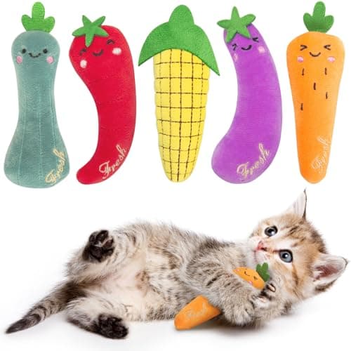 ETEKYER Catnip Cat Toys, Cat Nip Kitten Toy for Indoor Cats Kitty Kicker, Durable Kitten Teething Chew Toy, 5 Pack, Vegetable Shape - Image 1