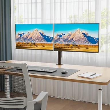 BONTEC Dual Monitor Desk Mount, Full Motion Adjustable Monitor Stand for 13–27 Inch Screens, Heavy Duty Arms Hold Up to 22 lbs Each, VESA 75x75/100x100 mm, C Clamp and Grommet Base, Cable Management - Image 2