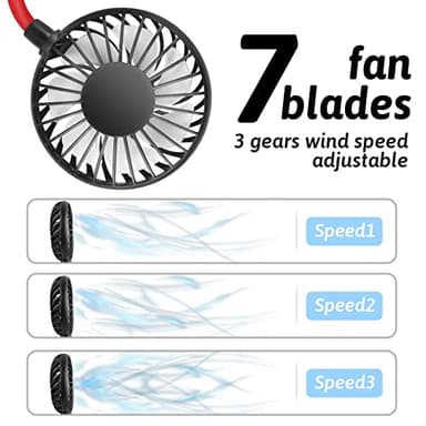 Portable Neck Fan 2500 mAh Rechargeable USB Hands-Free Mini Face Cooling Personal Double Headed Rotatable Small Fan for Working Office Reading Traveling Outdoor Sport - Image 6