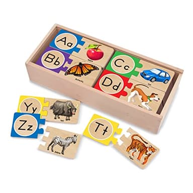 Melissa & Doug Self-Correcting Alphabet Wooden Puzzles with Storage Box (52 pcs) ABC Puzzles, Wooden Alphabet Puzzle for Kids Ages 4+ - Image 1
