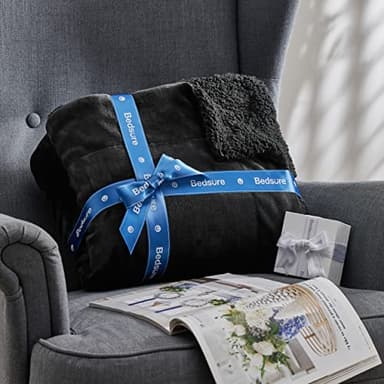 Bedsure GentleSoft Sherpa Fleece Blankets King Size for Bed - Thick and Warm, Soft Fuzzy Plush King Blanket for Winter, Black, 108x90 Inches - Image 8