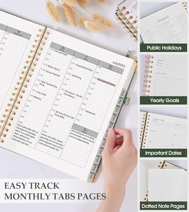 Academic Planner 2025-2026, Weekly and Monthly Calendar Planner from July 2025 - June 2026, 8.5" x 11" Hardcover Leather Hourly Appointment Book with Tabs, Spiral Daily Planners for College School Teacher Student, Green - Image 6