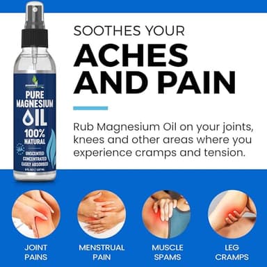 Pure Magnesium Oil Spray 8oz - Topical Magnesium Spray for Sleep Extra Strength - Less Sting - Less Itch - 100% Natural and Organic Oil - Made in USA - Image 4