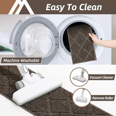 COSY HOMEER Edging Stair Treads Non-Slip Carpet Mat 28inX9in Indoor Stair Runners for Wooden Steps, Edging Stair Rugs for Kids and Dogs, 100% Polyester TPE Backing (15pc, Brown) - Image 5