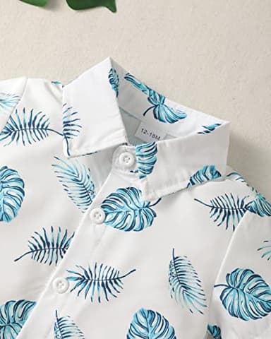 Renotemy 2T 3T Boy Clothes Boy Summer Outfits Short Sleeve Shirt 2T 3T Clothes Boy Toddler Clothes for Boys 2T 3T Blue White - Image 4