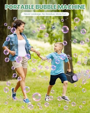 Bubble Machine Automatic Bubble Blower for Kids: Battery Operated Bubble Maker for Toddlers 1-3 | 20000+ Bubbles Per Min Contain 6 AA Battery | Outdoor Toys for Parties Birthday Wedding - Image 5