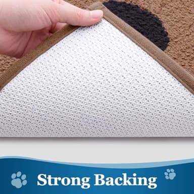 Buganda Dog Door Mat for Muddy Paws, Absorbent Dirt Trapper Washable Indoor Doormats, Non Slip Low-Profile Mud Mat for Dogs, Front Entrance Doormat for Inside Floor (48x30 Inches, Camel and Black) - Image 5