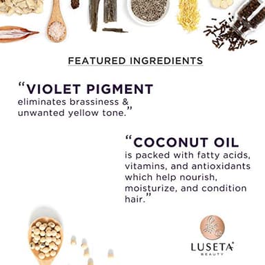 Luseta Color Brightening Purple Shampoo and Conditioner Travel Kit for Blonde and Gray Hair -Infused with Cocos Nucifera Oil to Help Nourish, Moisturize and Condition Hair, 2x1.01oz - Image 4