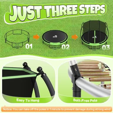 BCAN Trampoline 8FT 10FT 12FT 14FT 15FT 16FT Recreational Trampoline with Enclosure for Kids Adults, ASTM Approved, Outdoor Trampoline with Ladder for Kids - Image 5