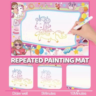 KULARIWORLD Water Doodle Mat Glowing Kids Painting Drawing Writing Coloring Mats Educational Toys for Toddlers Girls Age 3 4 5 6 Year Old for Christmas Birthday Gifts with Magic Pens - Image 6
