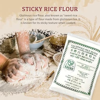 52USA Glutinous Rice Flour 48 Ounce (Basic), 1 Pound (Pack of 3), Rice Flour for Baking or Cooking, Product of THAILAND, All Natural White Rice Flour, Vegan - Image 3