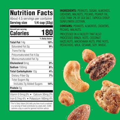 Emerald Nuts Salty Sweet Mixed Nuts (1-Pack), Features Kettle Glazed Peanuts, Almonds, Cashews, Kettle Glazed Walnuts, Kettle Glazed Pecans, 5.5oz Resealable Bag - Image 2