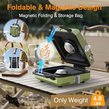 ODSD 2 Burner Camping Stove with Windshield, 20000 BTU Propane Camp Stove, Portable Folding Gas Stove, Camping Essentials Gears Includes Frying Pan, Coffee Stand & Carry Bag, Green - Image 8