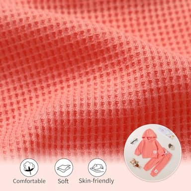 YOUNGER TREE Baby Girl Clothes Toddler Fall Winter Outfits Sweatshirt pants Sweatsuits for Infant Girl Baby Girl Clothing (Solid cotton pink+sunflower,12-18 Months) - Image 6