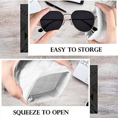 COMF-PRO Squeeze Top Sunglass Pouch - Portable Sunglass Organizer Pouch Bags Soft PU Leather Glasses 2 Pack - Image 4