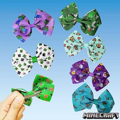 LUV HER Minecraft Kids Hair Bows - 7 Pcs 4 Inch Bundle - Hair Accessories Gift Set - Hair Bows for Kids - Multicolor Hair Clip with Alligator Clip - Ages 3 + - Image 6