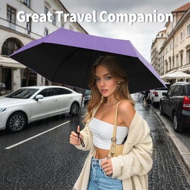Yoobure Small Mini Umbrella with Case Light Compact Design Perfect for Travel Lightweight Portable Parasol Outdoor Sun&Rain Umbrellas - Image 6