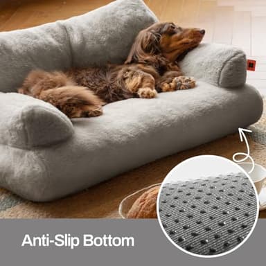 MEWOOFUN Cat Bed for Indoor Cats, Washable Dog Beds for Small Dogs & Cats with Removable Cover, Fluffy Cat Couch with Non-Slip Bottom (Grey, 26.0" L X 19.0" W X 13.0" Th) - Image 3