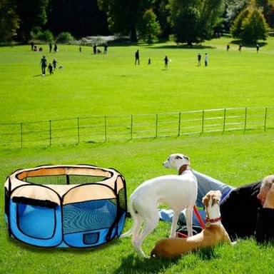 Pet Cat Playpen for Indoor Cats,Portable Pet Dog Playpen,Puppy Small Dog Cat Tent Crates Cage,29x29x16,Blue/Beige,1Pack - Image 5