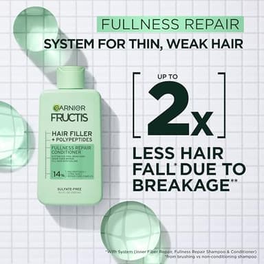Garnier Fructis Hair Filler Fullness Repair Conditioner, Volumizing Conditioner with Polypeptides and Hair Repair Complex for Thin, Weak Split Ends, 10.1 Fl Oz - Image 2
