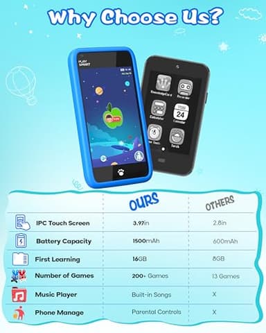 MOMILLA Kids Toys Smart Phone, 3.97" Touchscreen, Birthday Gifts for Kids, 16GB Toddler Learning Cell Phone with Games, Boys Girls Toys for Age 3 4 5 6 7 8 9 Year Old（Front Camera Only - Image 6