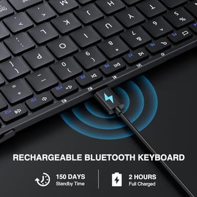 ProtoArc Foldable Bluetooth Keyboard, XK01 Folding Wireless Portable Keyboard with Numeric Keypad, Full-Size Travel Keyboards for iPad Tablet Smartphone Laptop PC Windows iOS Android, Black - Image 6