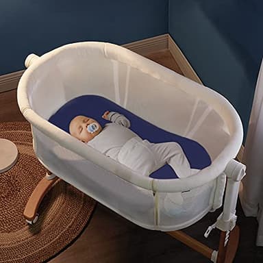 Bassinet Sheets for Baby Boy Girl 2 Pack Bassinet Sheet Set Universal Soft Cradle Sheets Fit for Oval Rectangle and Hourglass Bassinet Mattress, Bassinet Sheets, Grey&Navy - Image 6