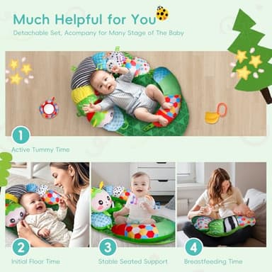 SAIMAND 3-in-1 Tummy Time Pillow for Baby 0-6 Months, Detachable Caterpillar Tummy Time Playmat for Newborns, Soft Baby Toys 0-3-6-12 Months, Play Mat for Babies Boy Girl - Image 2