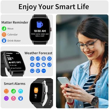 Smart Watch for Men Women, Bluetooth Calling, AI Built-in, IP68 Waterproof, Fitness Tracker, Sleep Monitoring, 1.85'' DIY Dial, 100+ Sports Modes, 7 Days Battery, Compatible with Android & iPhones - Image 5
